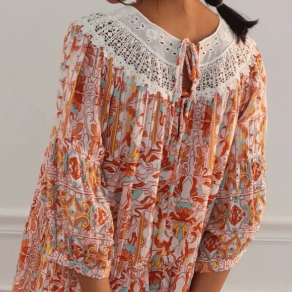 Anthropologie • Florence Floral gauze and 
Lace Lounge Dress size XS - Picture 2 of 8